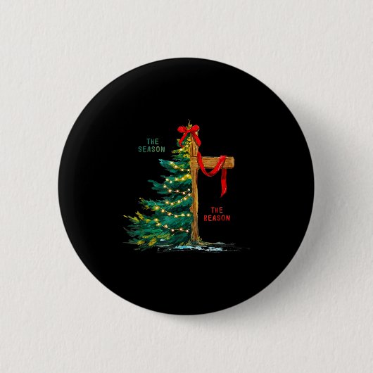 Christmas Tree The Season Jesus Cross Faith Holida Button (Vorderseite)