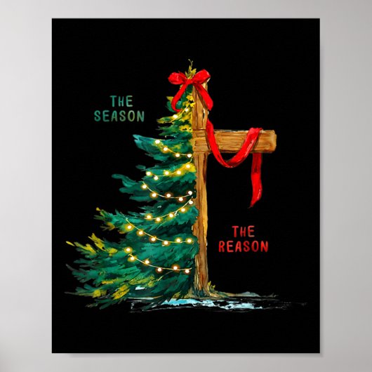 Christmas Tree The Season Jesus Cross Faith Holida Poster (Vorne)