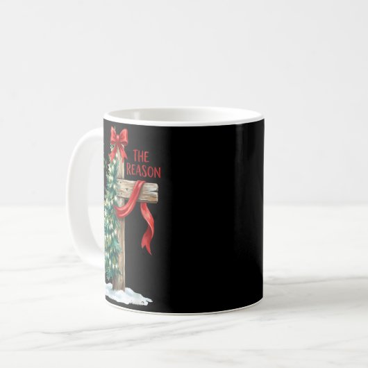 Christmas Tree The Season Jesus Cross The Reason X Kaffeetasse (Vorderseite Links)