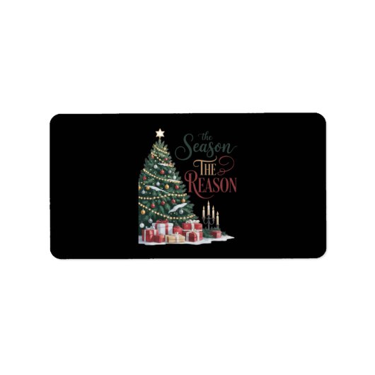 Christmas Tree The Season The Reason Adressaufkleber (Vorne)