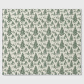 Christmas Tree Toile De Jouy Green Geschenkpapier (Flach)