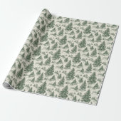 Christmas Tree Toile De Jouy Green Geschenkpapier (Ungerollt)
