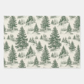 Christmas Tree Toile De Jouy Green Geschenkpapier Set (Vorderseite)