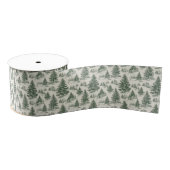 Christmas Tree Toile De Jouy Green Ripsband (Spule)
