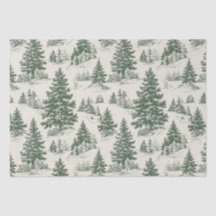 Christmas Tree Toile De Jouy Green