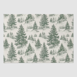 Christmas Tree Toile De Jouy Green Seidenpapier