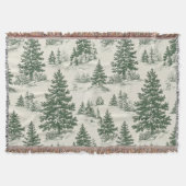 Christmas Tree  Toile  De Jouy Green Tablecloth Decke (Vorderseite)