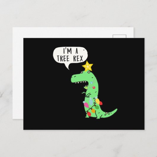 Christmas Tree TRex New Year Dino Santa Claus Gift Postkarte (Vorne/Hinten)