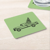 Christmas tree truck rechteckiger pappuntersetzer (angewinkelt)