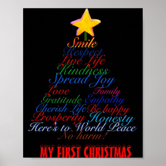 Christmas Tree Tygraphy Babys First Christmas Baby Poster (Vorne)