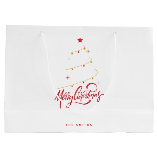 Christmas Tree Typography Script Minimalist Große Geschenktüte (Rückseite)