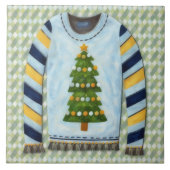 Christmas Tree Ugly Sweater Holiday Art Tile Fliese (Vorderseite)