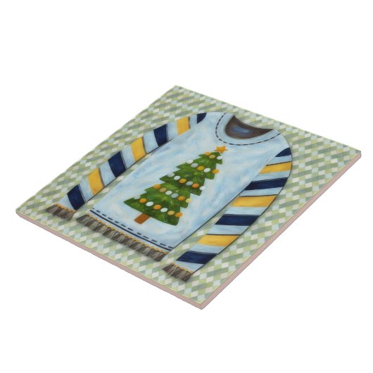 Christmas Tree Ugly Sweater Holiday Art Tile Fliese (Seite)