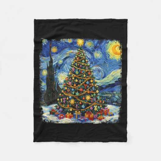 Christmas Tree Van Gogh Starry Night Christmas 202 Fleecedecke (Vorderseite)