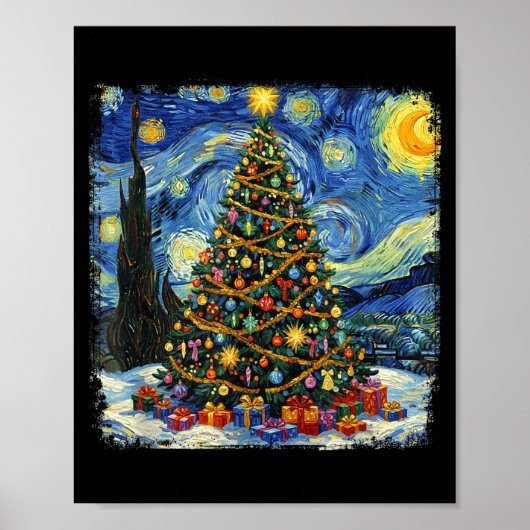 Christmas Tree Van Gogh Starry Night Christmas 202 Poster (Vorne)