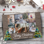 Christmas Tree Watercolor Family 6 Photo Collage Geschirrtuch<br><div class="desc">Christmas Tree Watercolor Family 6 Photo Collage Kitchen Towel. Modern Christmas design with a watercolor Christmas tree,  6 photos,  Merry Christmas wish,  family name and year. Add 6 favorite photos and customize the text. Lovely Christmas keepsake or gift for your family and friends.</div>