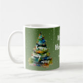 Christmas Tree Watercolor Merry Jolly Happy Family Kaffeetasse (Links)