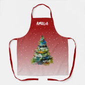 Christmas Tree Watercolor Merry Jolly Happy Red Schürze (Vorderseite)