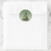 Christmas Tree Watercolor Merry Jolly Happy Runder Aufkleber (Tasche)
