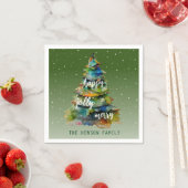 Christmas Tree Watercolor Merry Jolly Happy Serviette (Beispiel)