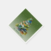 Christmas Tree Watercolor Merry Jolly Happy Serviette (Ecke)