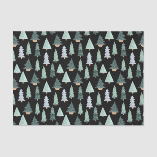 Christmas Tree Watercolor Pattern Tissue Paper Seidenpapier (Vorderseite)