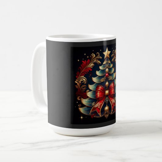 Christmas Tree With Bow And Golden Star Kaffeetasse (Vorderseite Links)