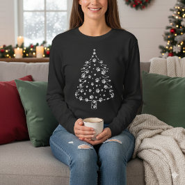 Christmas Tree with Dog Paws | Dog Lover T-Shirt