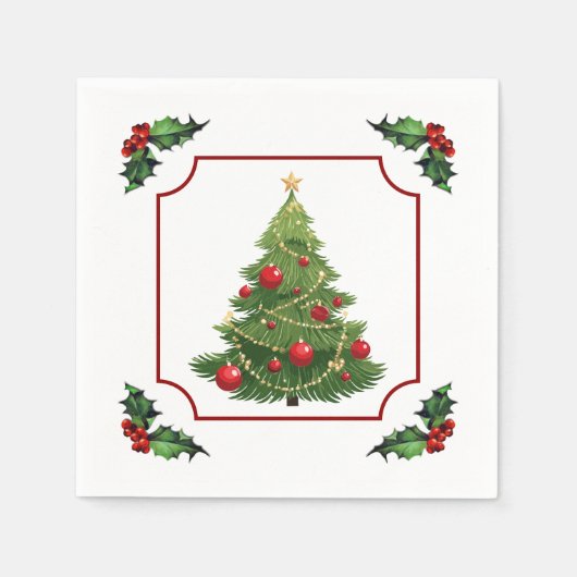 Christmas Tree with Holly Serviette (Vorderseite)
