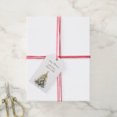 Christmas Tree with Orange Red Ornaments Geschenkanhänger (Mit Garn)