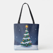 Christmas Tree with Snow Tote Tasche (Rückseite)