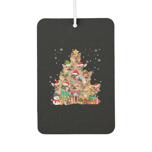 Christmas Tree Xmas Lights Chihuahua Classic T-Shi Autolufterfrischer (Vorderseite)