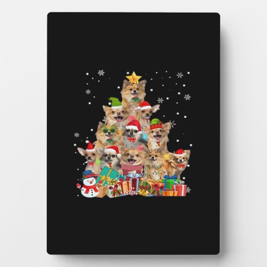 Christmas Tree Xmas Lights Chihuahua Classic T-Shi Fotoplatte (Vorderseite)
