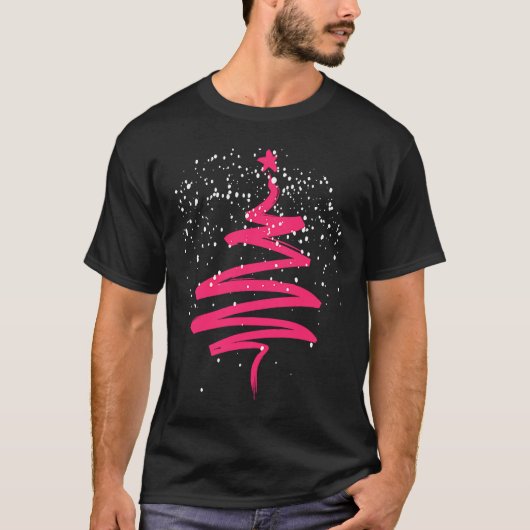 Christmas Tree Xmas Tree Pink Brush Stroke Men Wom T-Shirt (Vorderseite)