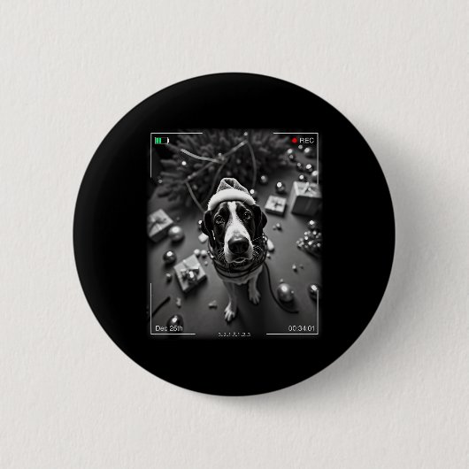 Christmas Treeing Walker Coonhound auf Kamera erwi Button (Vorderseite)