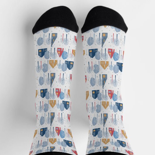 Christmas trees and houses pattern socken (Oben)