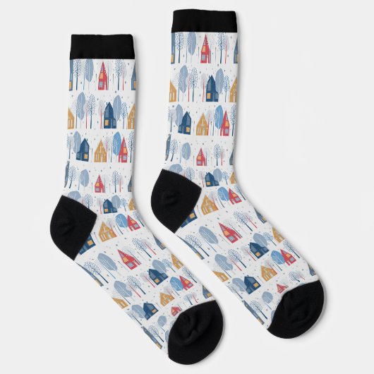 Christmas trees and houses pattern socken (Rechts)