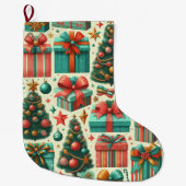 Christmas trees and presents art pattern großer weihnachtsstrumpf (Vorderseite)
