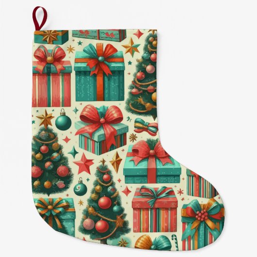 Christmas trees and presents art pattern großer weihnachtsstrumpf (Vorderseite)