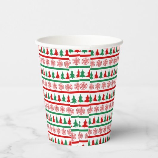 Christmas Trees and Snowflakes Print Paper Cups Pappbecher (Rechts)