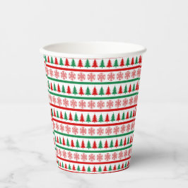 Christmas Trees and Snowflakes Print Paper Cups Pappbecher