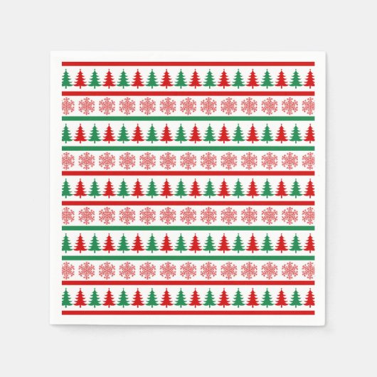 Christmas Trees and Snowflakes Print Paper Napkins Serviette (Vorderseite)