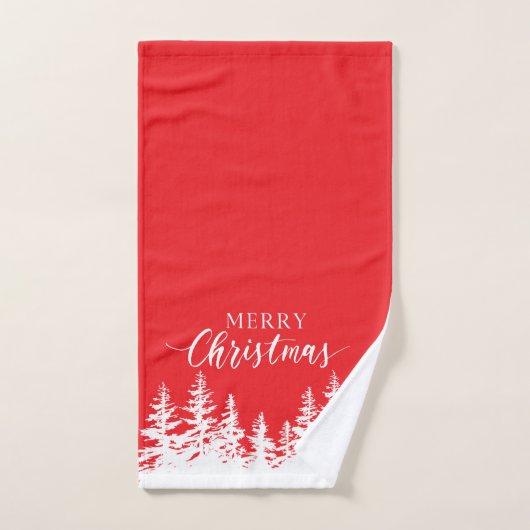 Christmas Trees Bath Towel Set Red and White (Handtuch)
