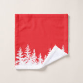 Christmas Trees Bath Towel Set Red and White (Waschlappen)