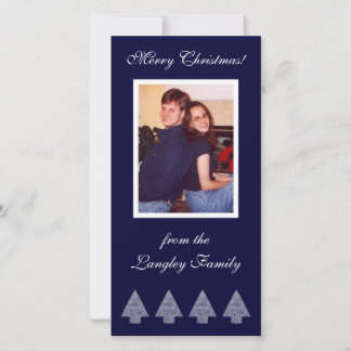 Christmas Trees Blue Foto Card Feiertagskarte