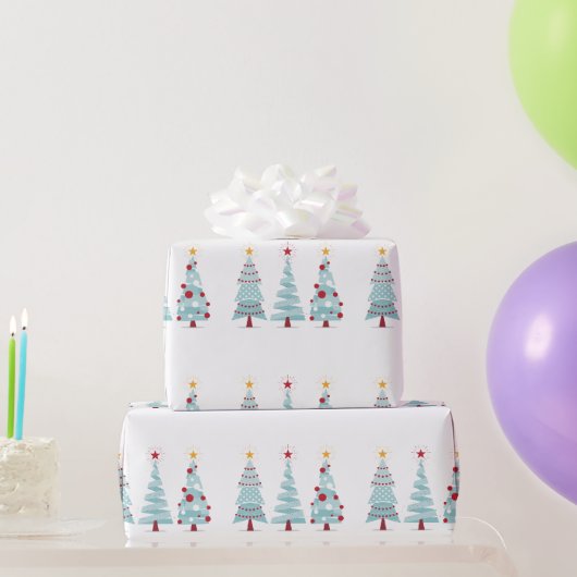 Christmas Trees Blue Geschenkpapier (Partygeschenke)