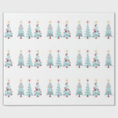 Christmas Trees Blue Geschenkpapier (Flach)