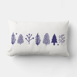 CHRISTMAS TREES Blue Retro Throw Pillow Lendenkissen