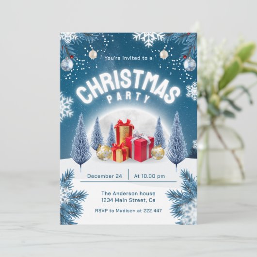 Christmas Trees Christmas Einladung (Stehend Vorderseite)