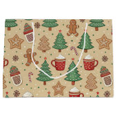 CHRISTMAS TREES GINGERBREAD MEN HOT COCOA  GROßE GESCHENKTÜTE (Vorderseite)